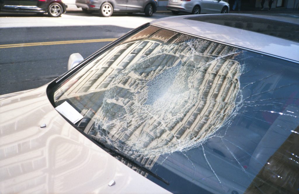 car accident crash window cracked